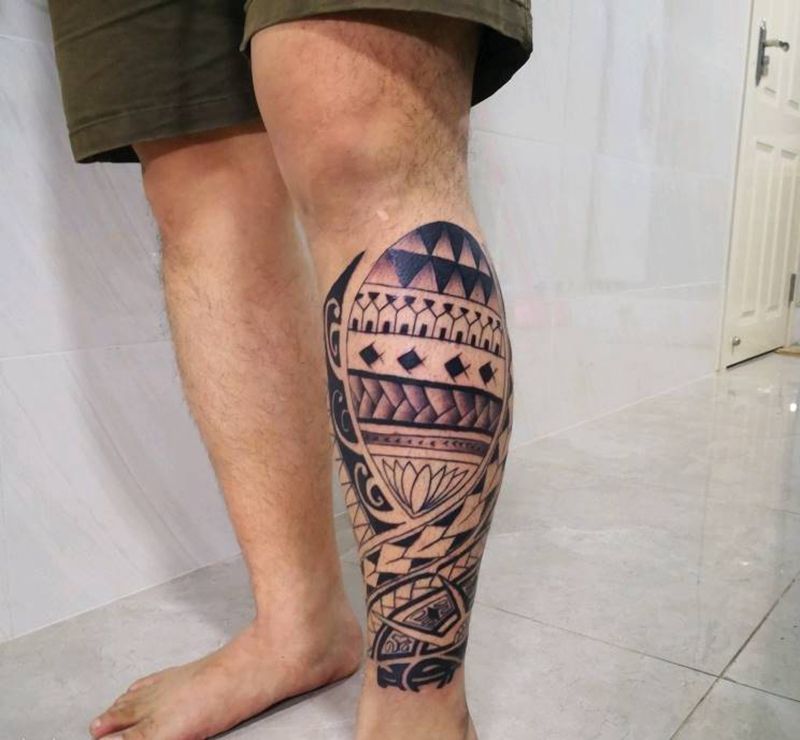 图腾腿纹身图片_腿部图腾纹身图案