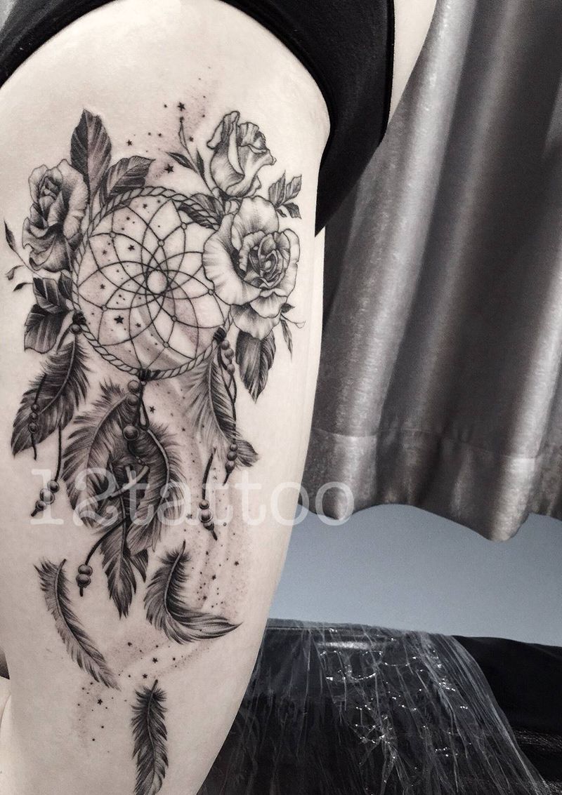 捕梦网纹身图片_成品写实欧美清新宗教纹身图案