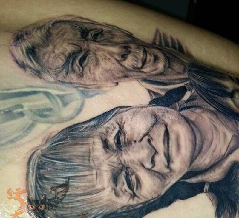 肖像纹身图片_成品背部肖像人物原创纹身图案