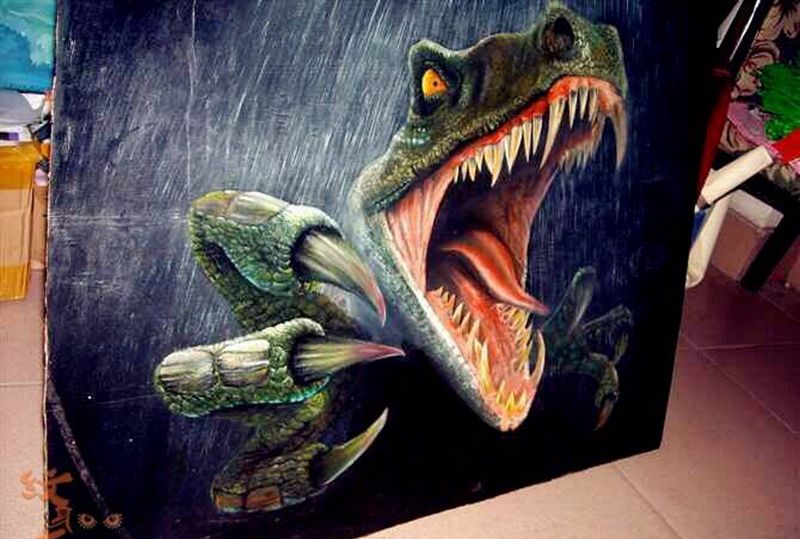 我的油画作品纹身图片_手稿胸部背部写实动物纹身图案