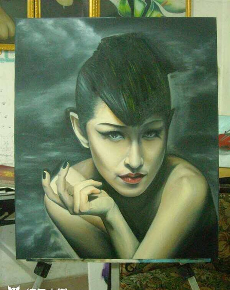 我的油画作品纹身图片_手稿臀部腿部背部写实肖像人物植物纹身图案