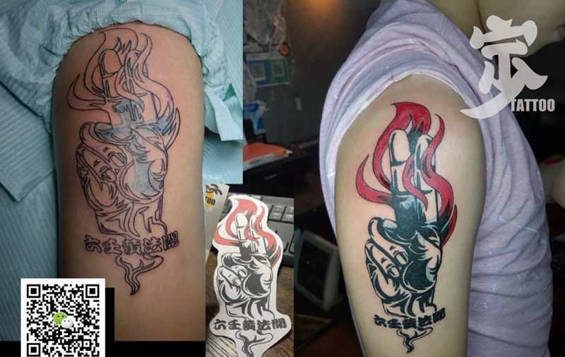 原创+六壬法开大师专属纹身+遮盖纹身图片_成品覆盖原创宗教欧美手臂纹身图案