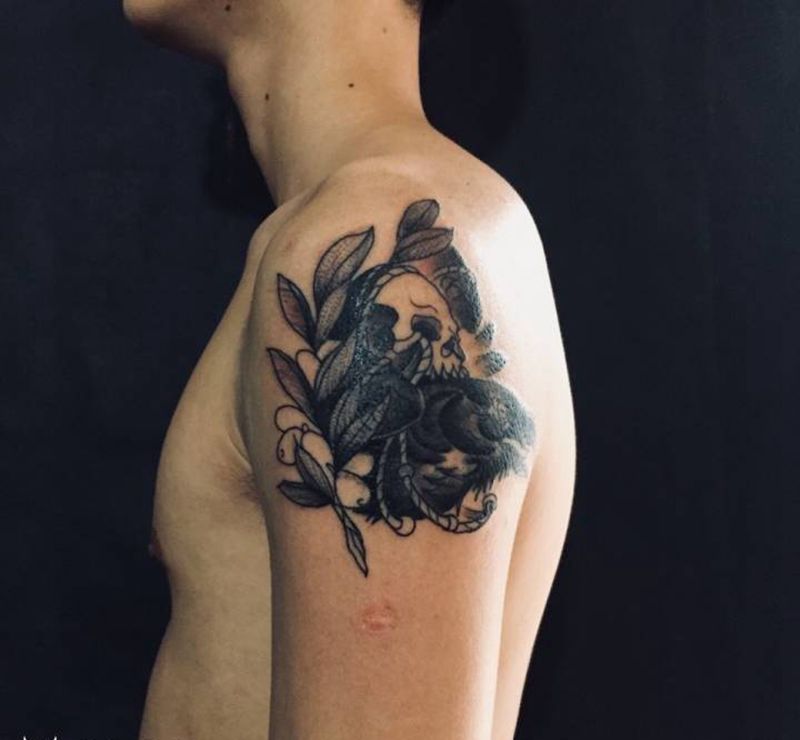 遮盖纹身图片_成品手臂清新植物动物纹身图案