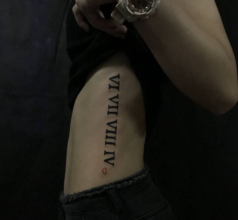 写字纹身图片_腰部纹身图案