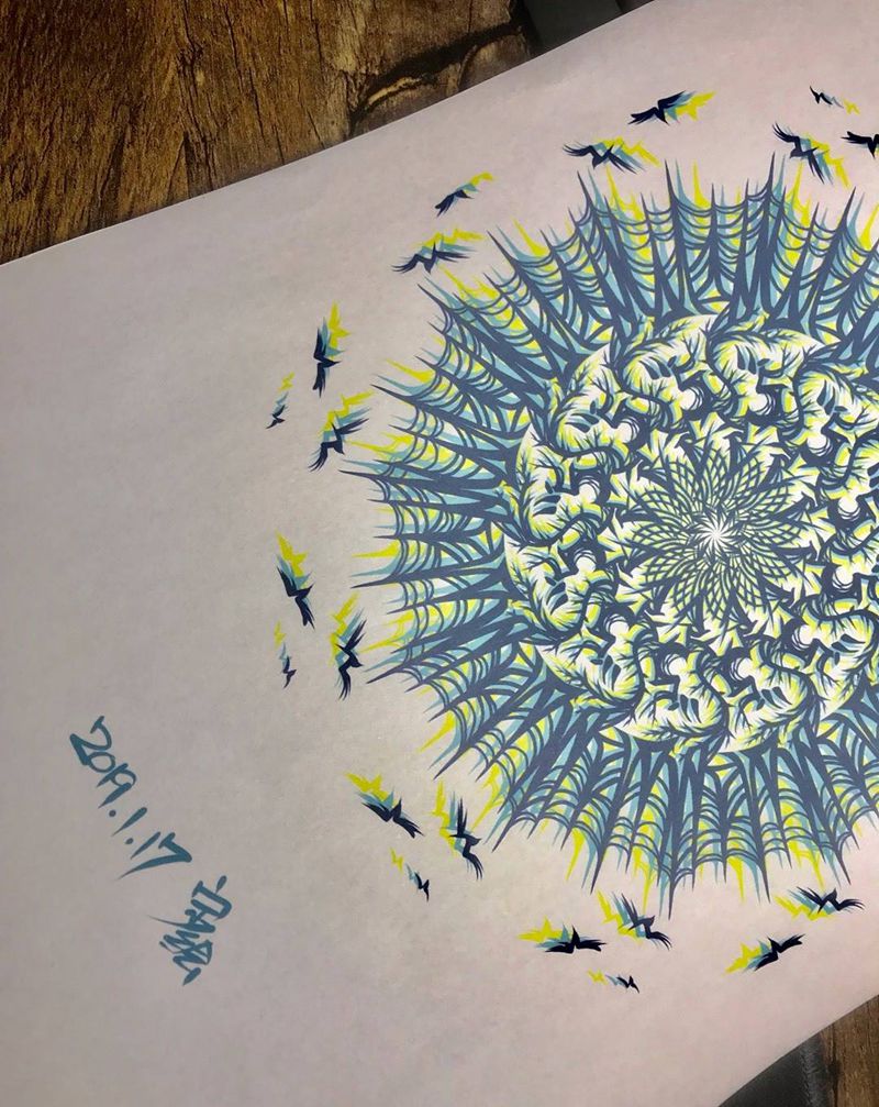 原创+梵花纹身图片_腿部腰部图腾点刺梵花纹身图案