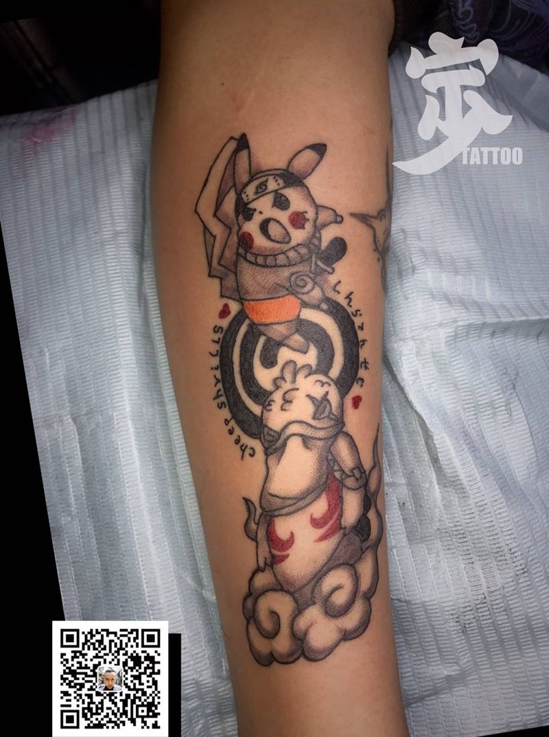 比卡超+火影纹身图片_手臂New School纹身图案