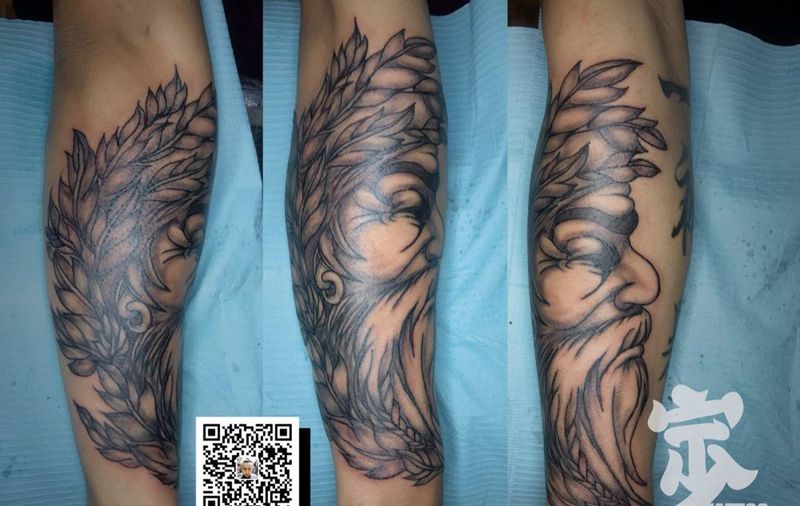 老人头纹身图片_手臂New School欧美写实纹身图案