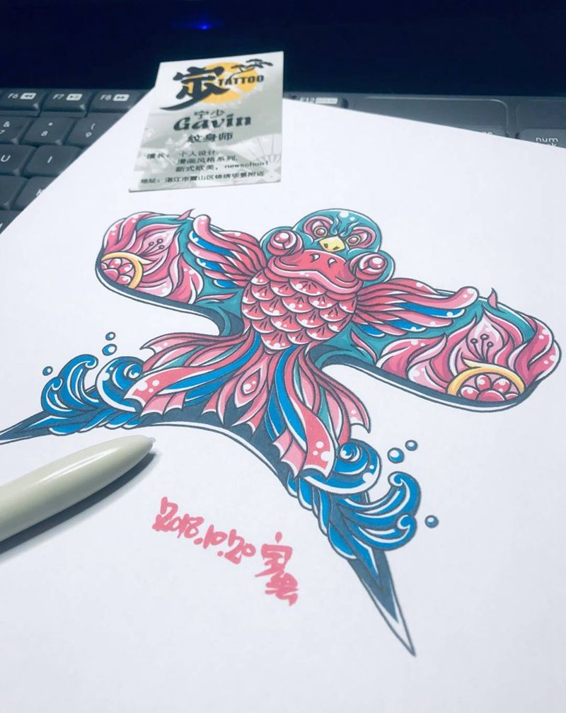 燕子+风筝+原创纹身图片_手臂腿部新传统New School风筝燕子宁少Tattoo纹身图案