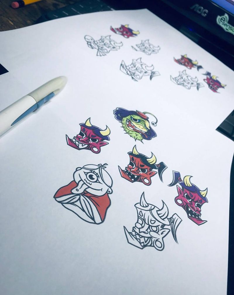 原创设计+小图章纹身图片_手臂New School新传统纹身图案