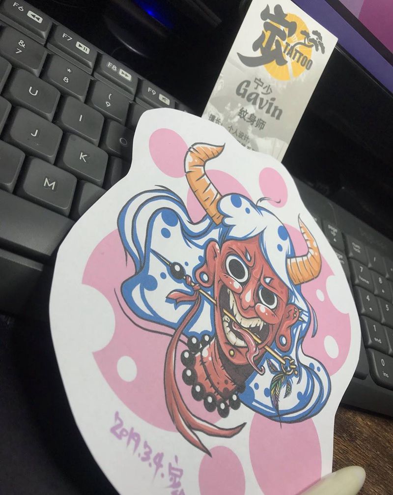 原创手稿+穿令箭➹班若纹身图片_手臂腿部新传统New School宁少Tattoo原创手稿纹身图案