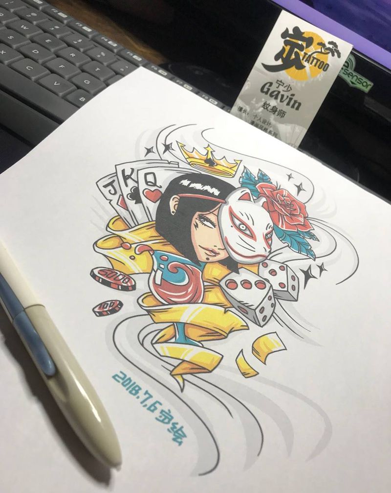 富江+改+手稿纹身图片_手稿手臂腿部传统欧美原创修改人物纹身图案