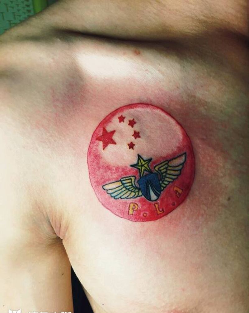 空军徽章纹身图片_胸部欧美贴纸成品纹身图案