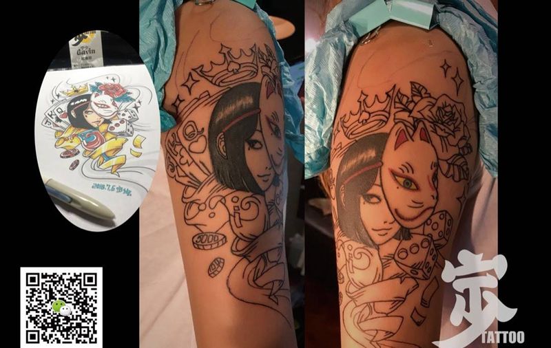 富江改（未完成）纹身图片_修改原创欧美手臂纹身图案