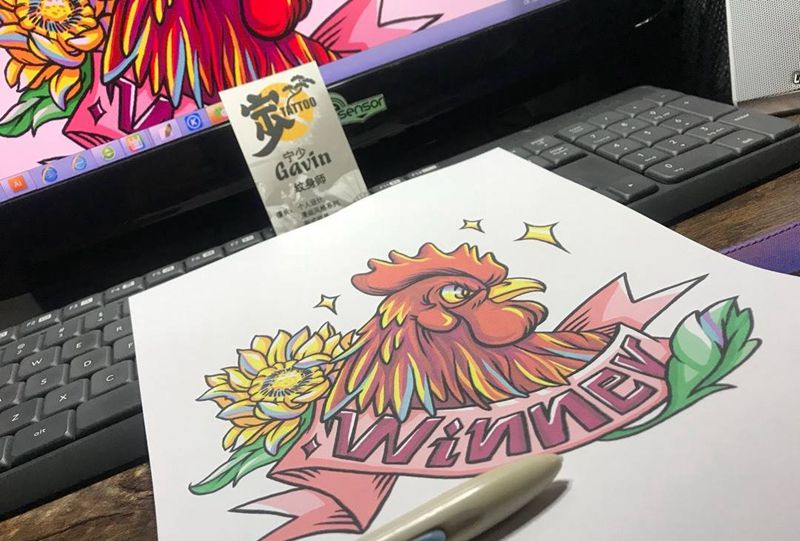 大公鸡纹身图片_手稿胸部肩部腿部手臂欧美动物动漫风格原创纹身图案