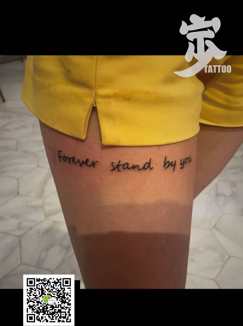 英文句子纹身图片_成品腿部清新字符纹身图案