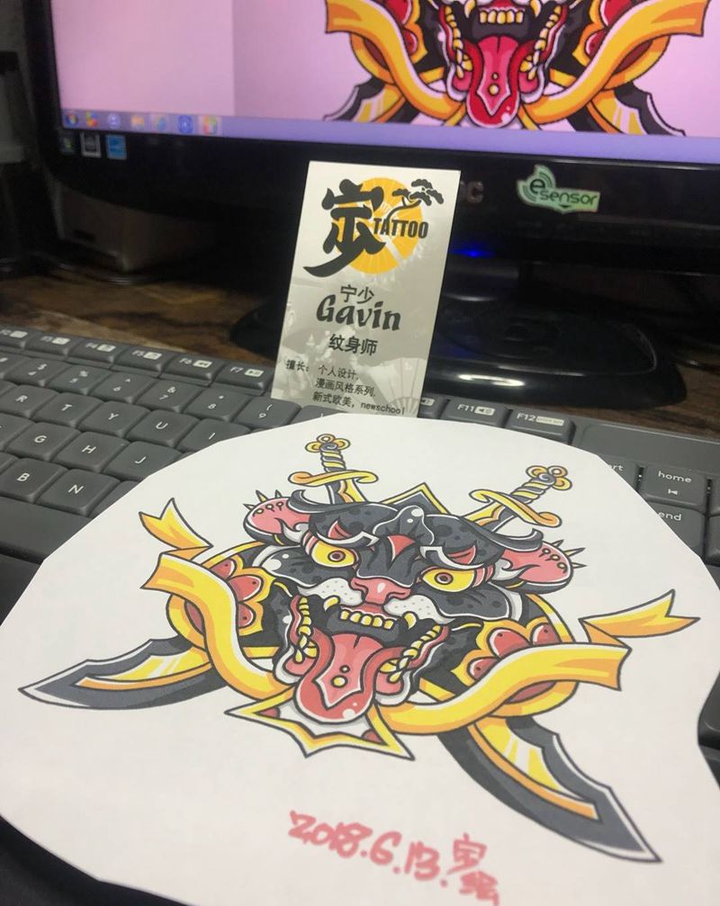 原创+黑桃♠豹子纹身图片_手稿原创欧美动物胸部肩部背部腿部纹身图案