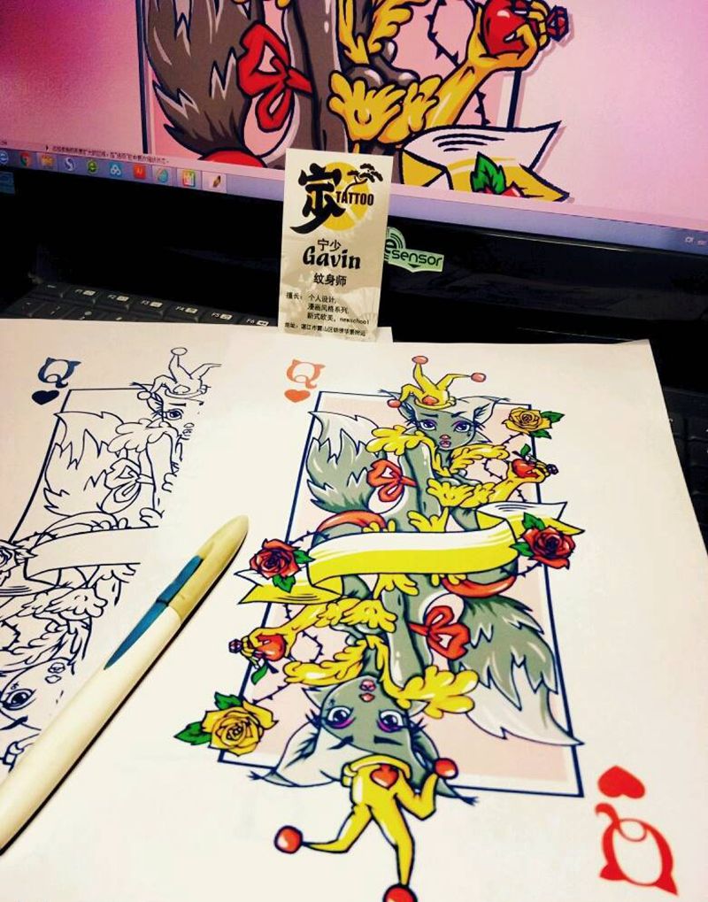 原创手稿+❤Q纹身图片_肩部背部手臂腿部脚部欧美原创日式漫画手稿纹身图案