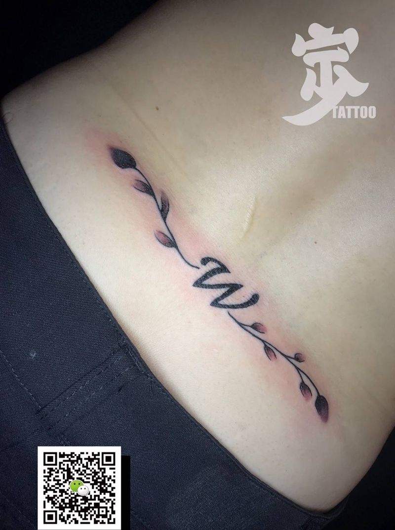 腰花W纹身图片_臀部腰部New School图腾小清新宁少Tattoo纹身图案