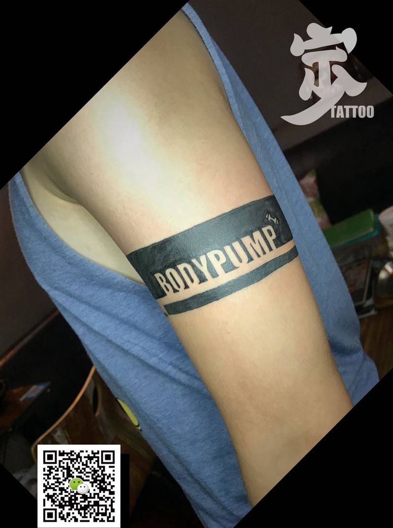 手环+英文纹身图片_成品手臂欧美几何字符纹身图案