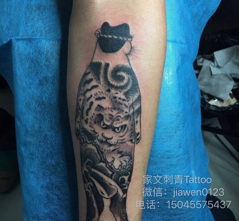 社会猫纹身图片