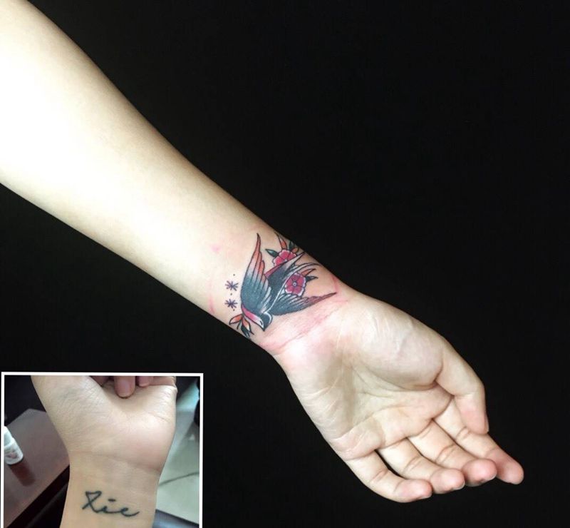 手腕遮盖纹身图片