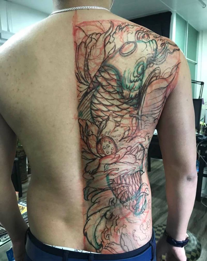 设计将完成，年年有鱼纹身图片