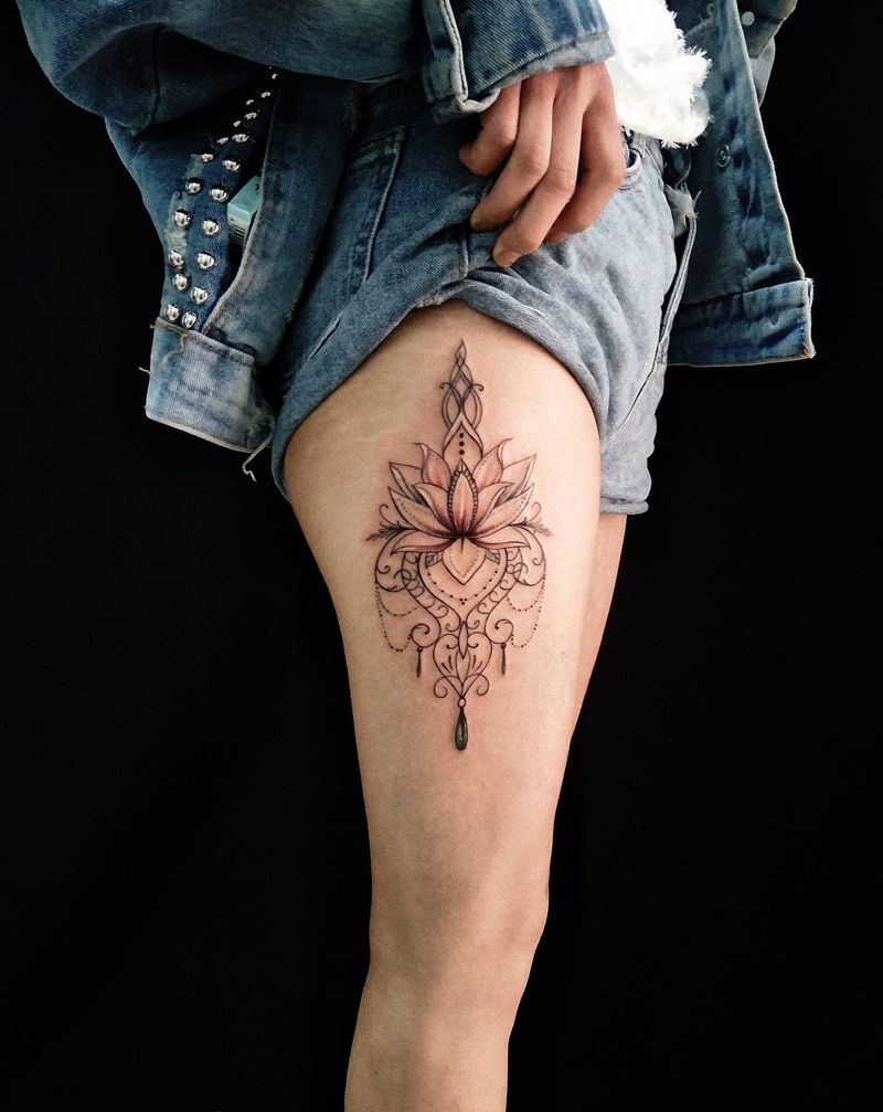 欣欣作品纹身图片_腿部图腾纹身图案