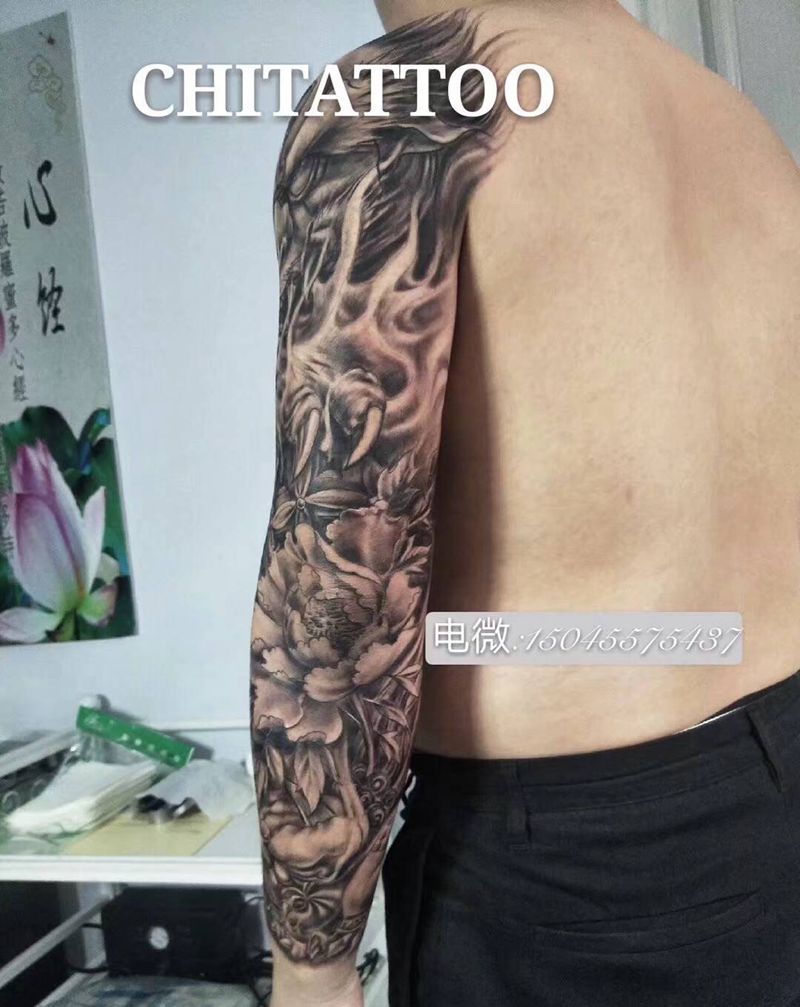 唐狮子纹身图片_手臂新传统纹身图案