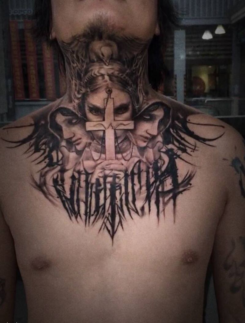 第一次尝试两种风格结合纹身图片_肩部纹身图案