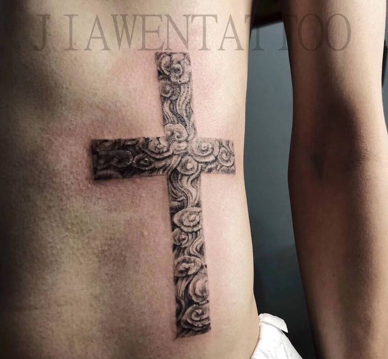 万达店作品纹身图片_腹部纹身图案