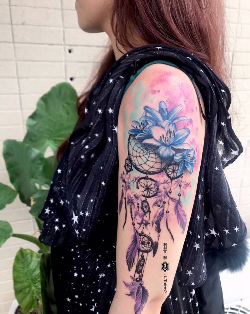 捕梦网纹身图片