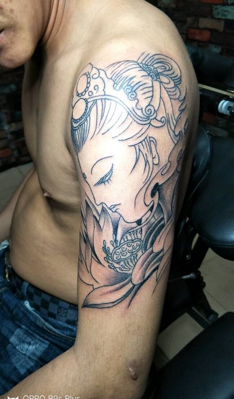 艺妓未完成纹身图片