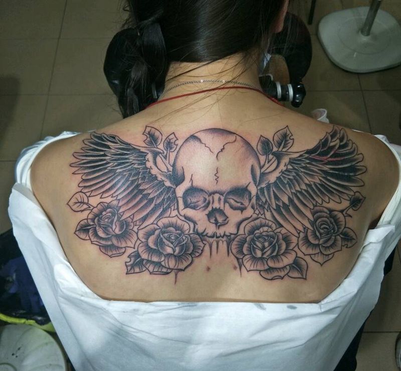 遮盖纹身图片_背部纹身图案