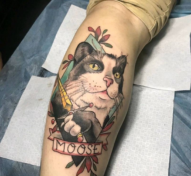 new school 猫纹身图片_New School纹身图案