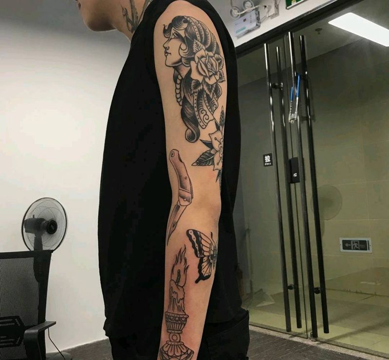 old school花臂纹身图片_手臂Old School纹身图案