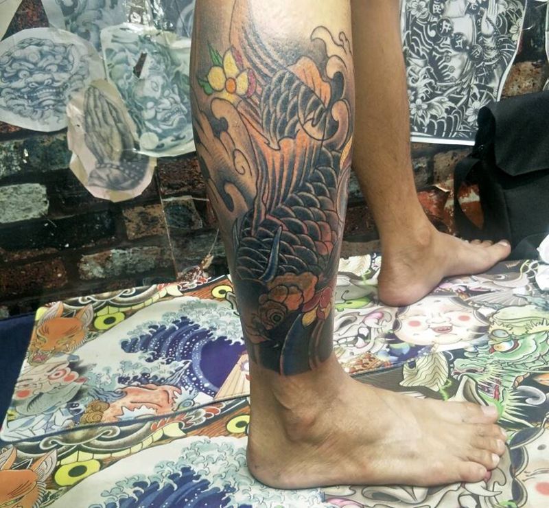 暴力遮盖纹身图片_腿部纹身图案