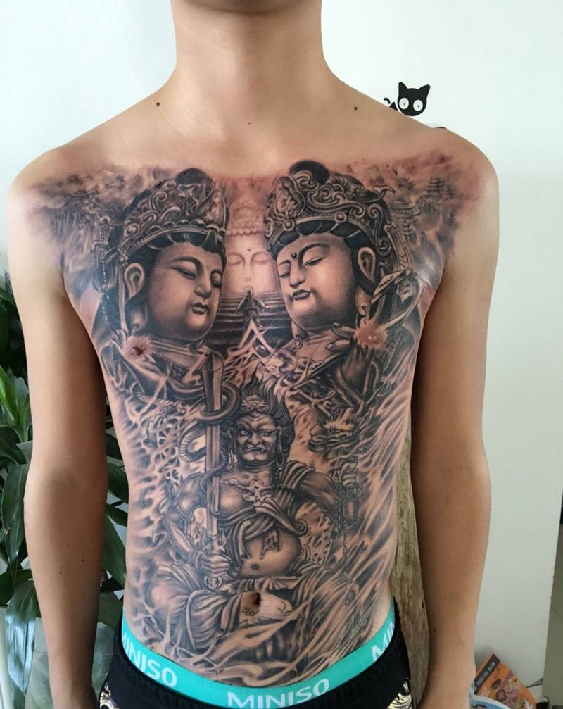 顾客全家的本命佛未完纹身图片