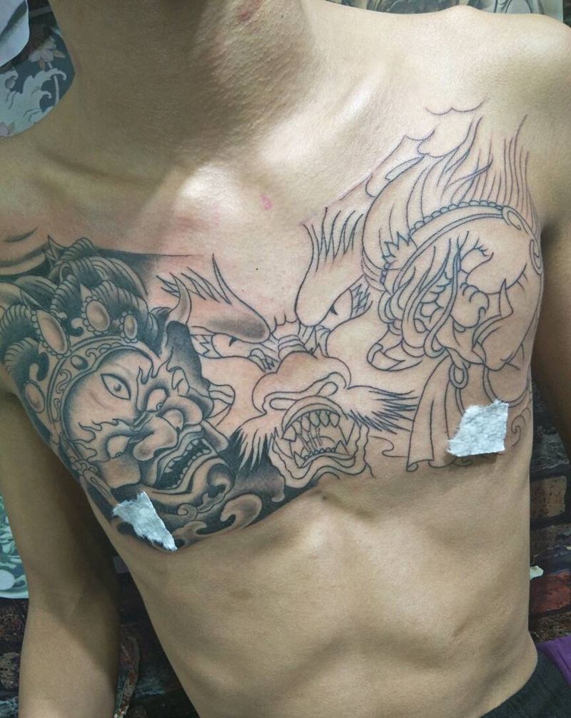 花胸完成纹身图片