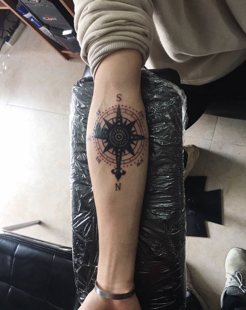 指南针纹身图片