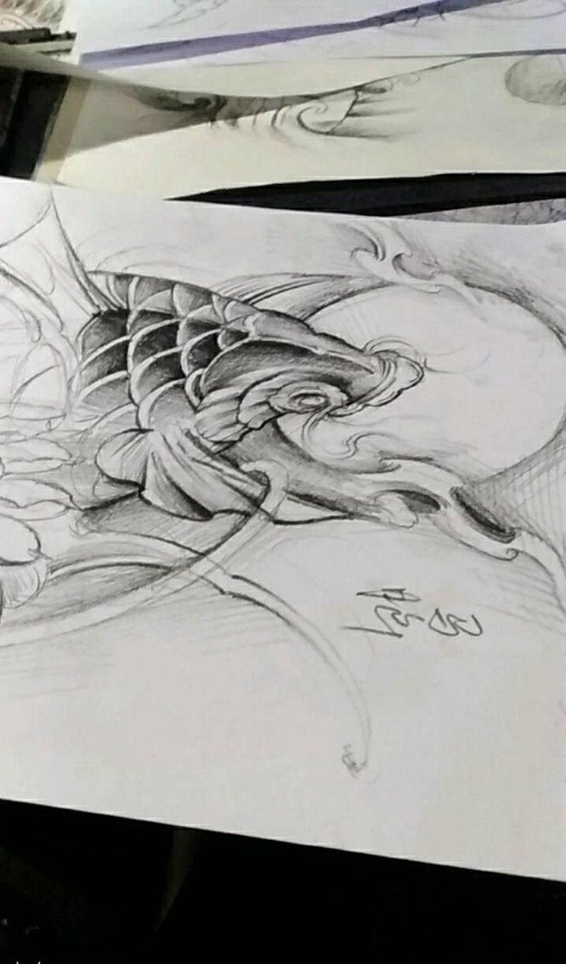 原创，鲤鱼，手机像素差纹身图片_臀部新传统纹身图案