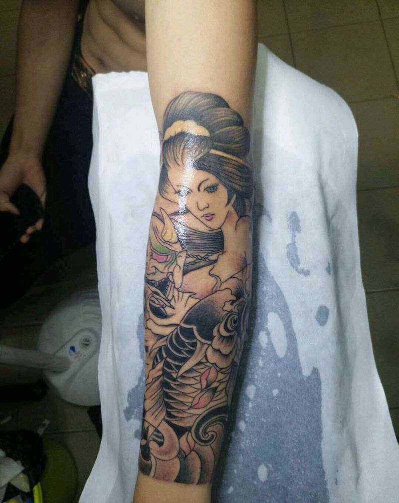 艺伎纹身图片