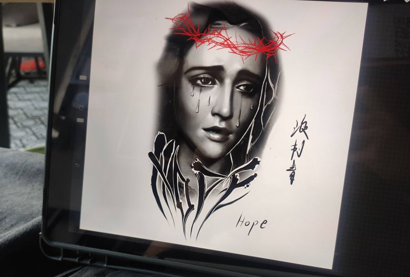 设计纹身图片_腿部手臂欧美写实纹身图案