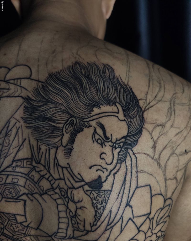 老传统满背纹身图片_背部老传统Old School纹身图案