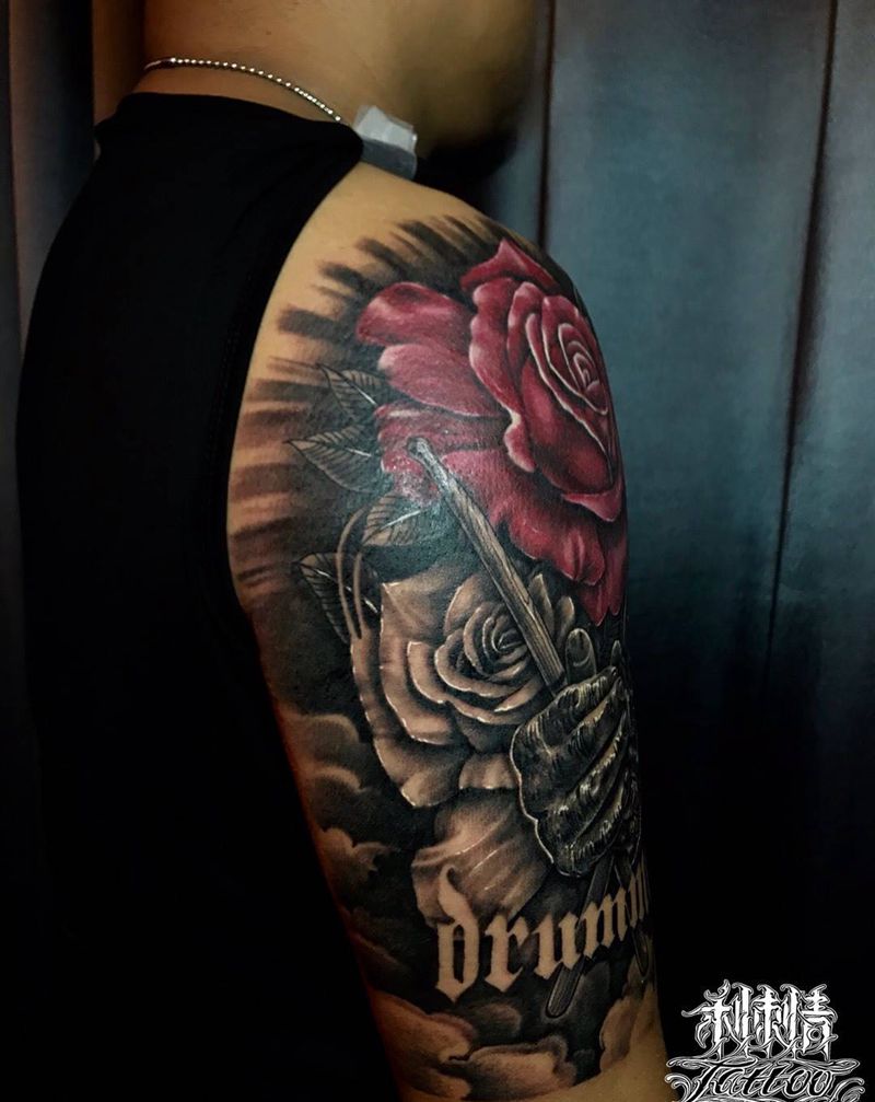 爵士鼓爱好者纹身图片