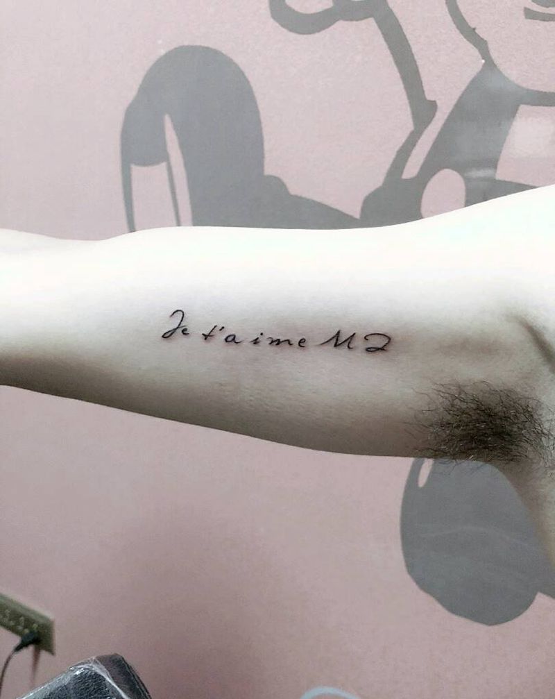 法语我爱你——初恋的名字纹身图片