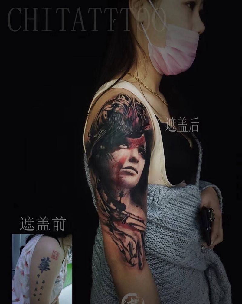 遮盖纹身图片