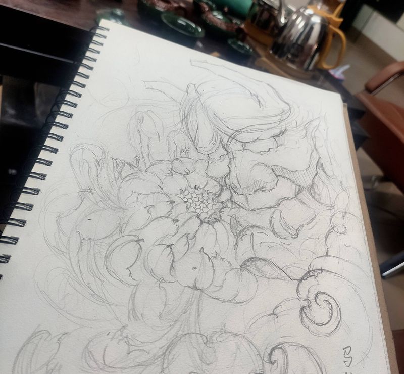 般若原创手稿纹身图片_手部腿部新传统般若纹身图案