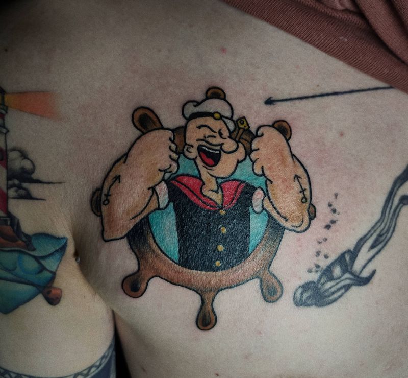 水手纹身图片_肩部New SchoolOld School纹身图案