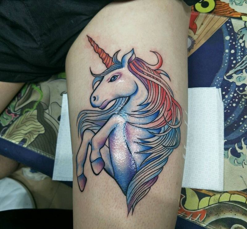 独角兽纹身图片_手部腿部纹身图案