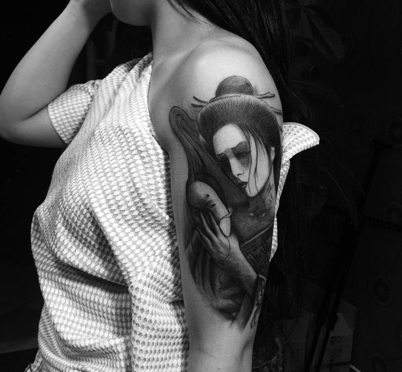 日本女鬼姬纹身图片